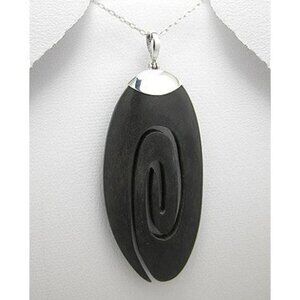 Sterling Silver Large Wood Swirl Pendant - 3.5" - NEW